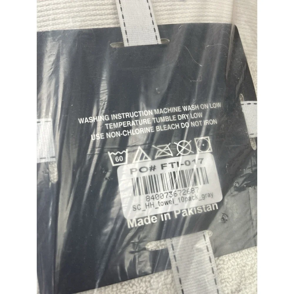 Hearth & Harbor From Macys 10pc Bath Towel Set in Grey, 100% Cotton‎ NEW